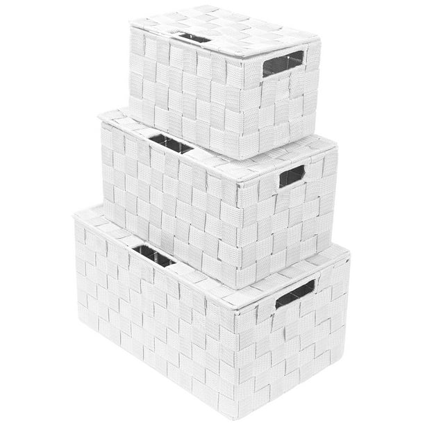 7 Piece - Aqua Sorbus Storage Box Woven Basket Bin Container Tote Cube Organizer Set Stackable Storage Basket Woven Strap Shelf Organizer Built-in Carry Handles